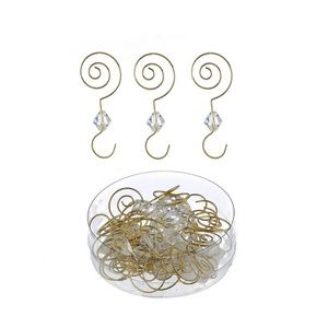 Kurt Adler Clear Acrylic With Gold Wire Ornament Hooks, 24-Piece Set Bra…